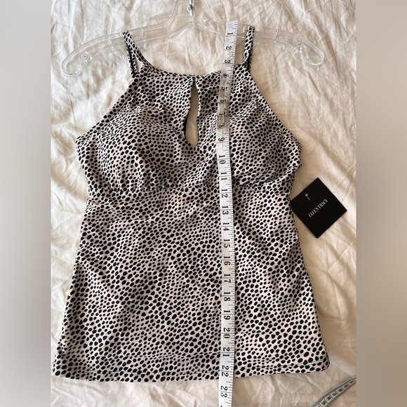 NWT Ellen Tracy Wheat Dot Print Ruched Tankini Top 8 - Picture 13 of 14
